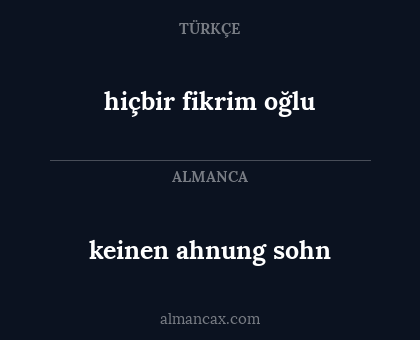hiçbir fikrim oğlu - keinen ahnung sohn