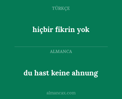 hiçbir fikrin yok - du hast keine ahnung