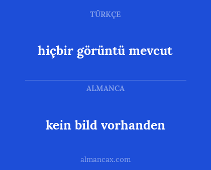 kein bild vorhanden - hiçbir görüntü mevcut