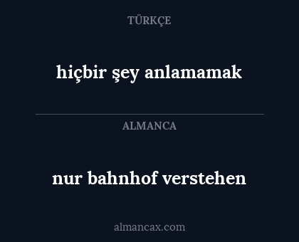 hiçbir şey anlamamak - nur bahnhof verstehen