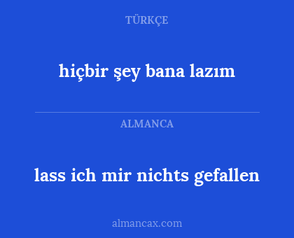 lass ich mir nichts gefallen - hiçbir şey bana lazım