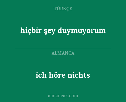 ich höre nichts - hiçbir şey duymuyorum