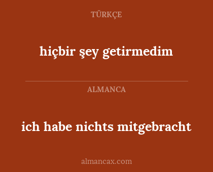 hiçbir şey getirmedim - ich habe nichts mitgebracht