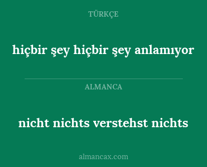 nicht nichts verstehst nichts - hiçbir şey hiçbir şey anlamıyor