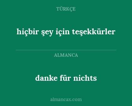 hiçbir şey için teşekkürler - danke für nichts