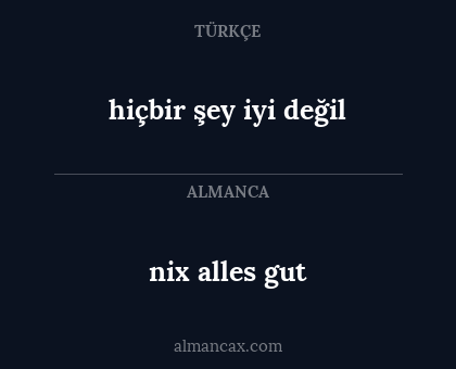 nix alles gut - hiçbir şey iyi değil