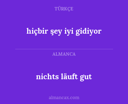 nichts läuft gut - hiçbir şey iyi gidiyor