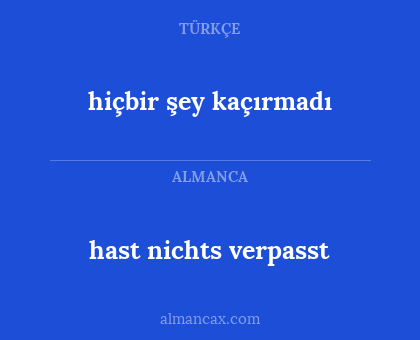 hast nichts verpasst - hiçbir şey kaçırmadı