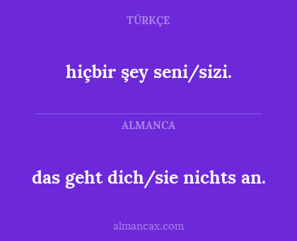 hiçbir şey seni/sizi. - das geht dich/sie nichts an.