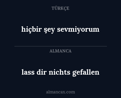 hiçbir şey sevmiyorum - lass dir nichts gefallen