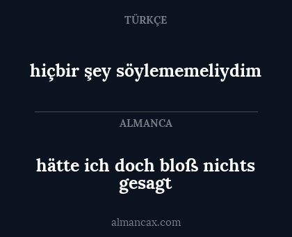 hiçbir şey söylememeliydim - hätte ich doch bloß nichts gesagt