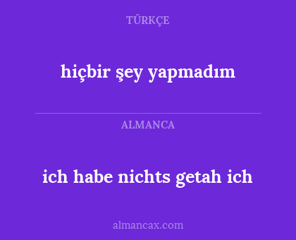 hiçbir şey yapmadım - ich habe nichts getah ich