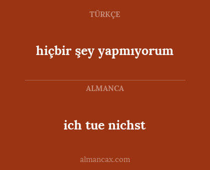 hiçbir şey yapmıyorum - ich tue nichst