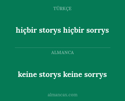 hiçbir storys hiçbir sorrys - keine storys keine sorrys