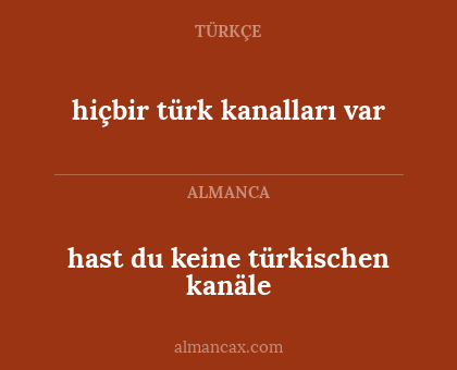 hast du keine türkischen kanäle - hiçbir türk kanalları var