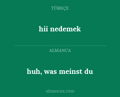 huh, was meinst du - hii nedemek