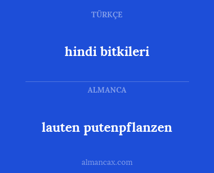 hindi bitkileri - lauten putenpflanzen