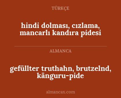gefüllter truthahn, brutzelnd, känguru-pide - hindi dolması, cızlama, mancarlı kandıra pidesi