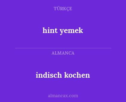 indisch kochen - hint yemek