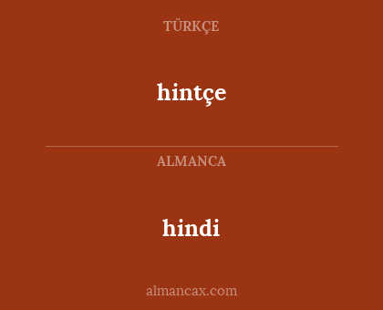 hindi - hintçe