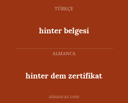 hinter belgesi - hinter dem zertifikat