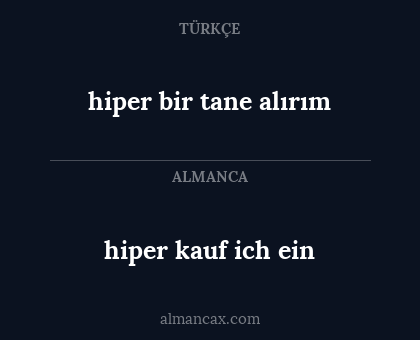 hiper bir tane alırım - hiper kauf ich ein