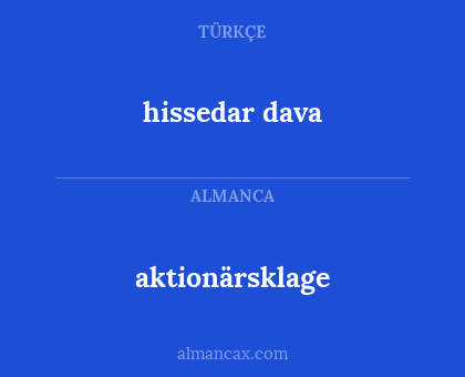 aktionärsklage - hissedar dava