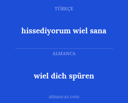 wiel dich spüren - hissediyorum wiel sana