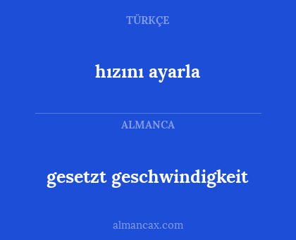 gesetzt geschwindigkeit - hızını ayarla
