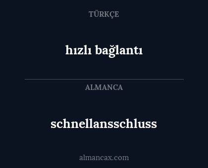 schnellansschluss - hızlı bağlantı