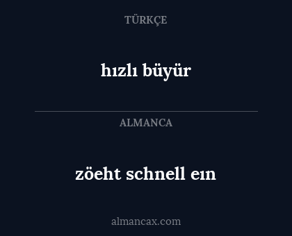 hızlı büyür - zöeht schnell eın