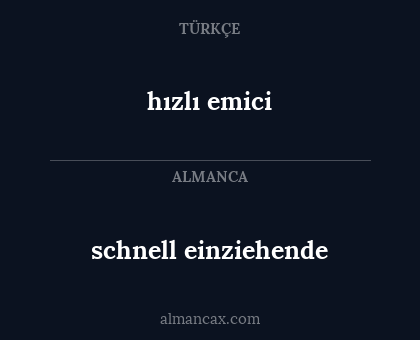hızlı emici - schnell einziehende
