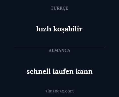 schnell laufen kann - hızlı koşabilir