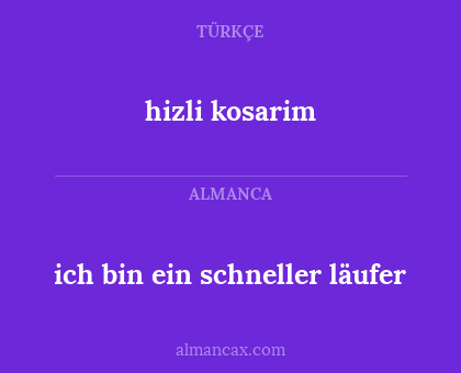 hizli kosarim - ich bin ein schneller läufer