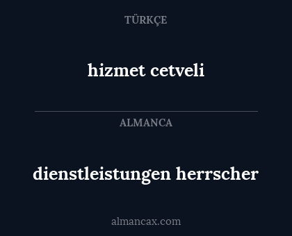 hizmet cetveli - dienstleistungen herrscher