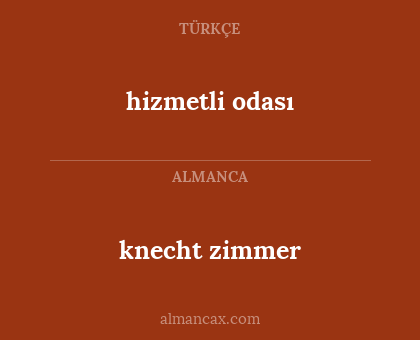 knecht zimmer - hizmetli odası