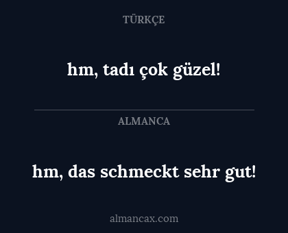 hm, tadı çok güzel! - hm, das schmeckt sehr gut!
