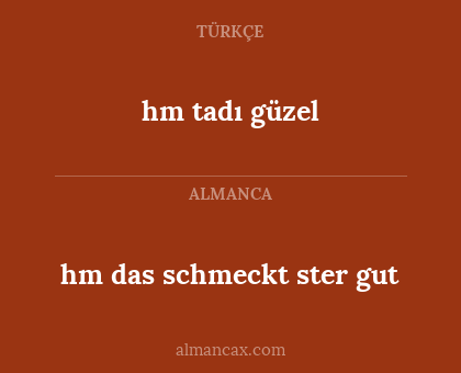 hm tadı güzel - hm das schmeckt ster gut