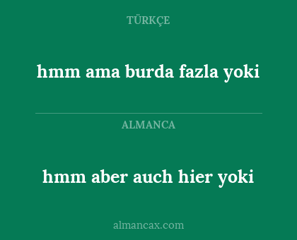 hmm ama burda fazla yoki - hmm aber auch hier yoki