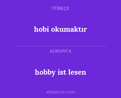 hobi okumaktır - hobby ist lesen
