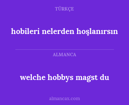 welche hobbys magst du - hobileri nelerden hoşlanırsın