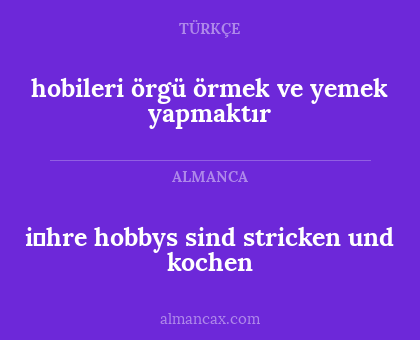 i̇hre hobbys sind stricken und kochen - hobileri örgü örmek ve yemek yapmaktır