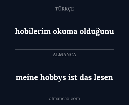 hobilerim okuma olduğunu - meine hobbys ist das lesen