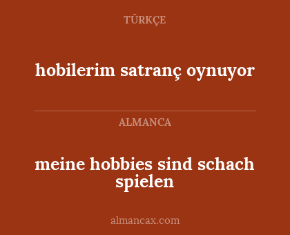 hobilerim satranç oynuyor - meine hobbies sind schach spielen