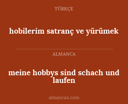 meine hobbys sind schach und laufen - hobilerim satranç ve yürümek