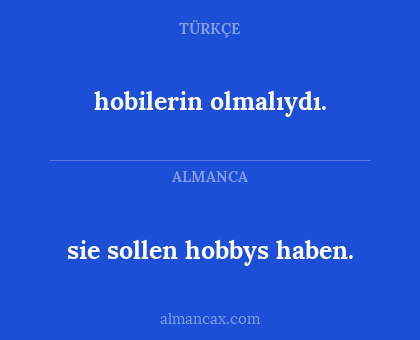 hobilerin olmalıydı. - sie sollen hobbys haben.