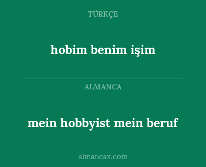 mein hobbyist mein beruf - hobim benim işim