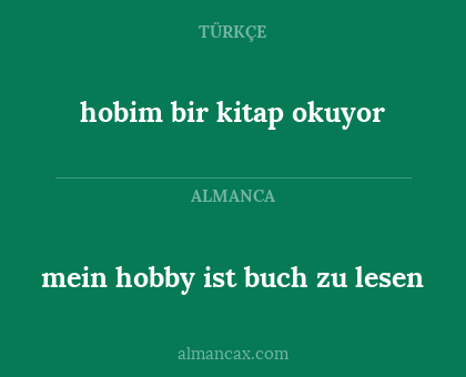 hobim bir kitap okuyor - mein hobby ist buch zu lesen