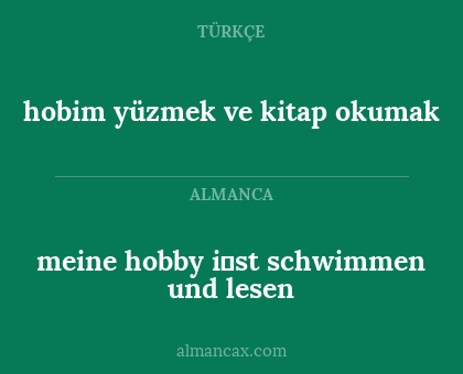 meine hobby i̇st schwimmen und lesen - hobim yüzmek ve kitap okumak
