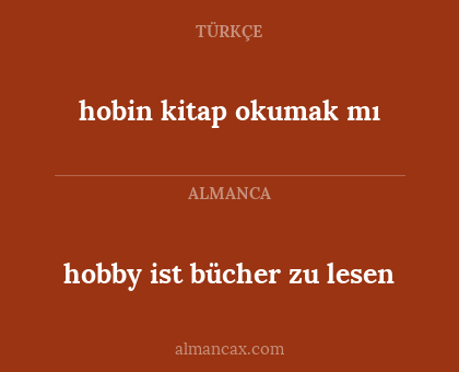 hobin kitap okumak mı - hobby ist bücher zu lesen